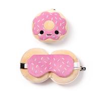 Puckator Coussin de voyage Relaxeazzz Adorasnacks peluché 2-en-1 avec masque yeux – Donut
