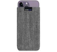 Adore June Business Housse Compatible avec iPhone 14-15 Plus/iPhone 14-15 Pro Max, Pochette Établie Caractéristique Matériel avec Affichage Nettoyage Effet, Gris/Noir