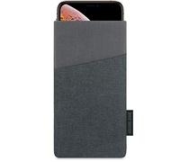 Adore June Clive Housse Pochette Compatible avec iPhone XS/iPhone X, avec l'effet de Nettoyage d'affichage, Fabriqué en Europe, Denim Gris