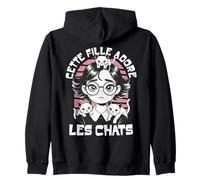 Adore Les Chats Humour Drole Femme Fille avec Trois Chats Sweat à Capuche