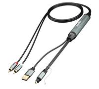 Adoreen Câble adaptateur optique unidirectionnel 2 entrées RCA vers sortie SPDIF/Toslink 1,8 m, convertisseur audio analogique-numérique, 48 kHz/96 kHz pour platine CD, DVD vers barre de son, TV