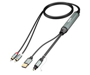 Adoreen Câble adaptateur optique unidirectionnel 2 entrées RCA vers sortie SPDIF/Toslink 1,8 m, convertisseur audio analogique-numérique, 48 kHz/96 kHz pour platine CD, DVD vers barre de son, TV