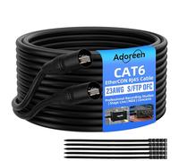 Adoreen Câble Ethernet blindé Cat 6 de 30,5 m, connecteurs RJ45 compatibles EtherCON, câble EtherCON OFC de calibre 23, S/FTP, gaine en PVC et UV, intérieur et extérieur pour audio et éclairage