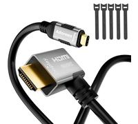 Adoreen Câble HDMI 4K@60Hz à 90 degrés vers USB C à gauche 0,9 m, câble adaptateur mince et fin HDR de type C 3.1 vers HDMI 2.0 Thunderbolt 3/4 pour MacBook, iPhone 16/15, iPad, Galaxy, Surface, écran
