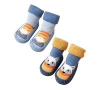Adorel Chausson Chaussette Antidérapante Bébé Lot de 2 Chat Mignon, Renard Bleu 23 (Taille Fabricant: 15)