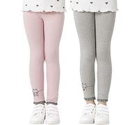 Adorel Leggings Coton Uni Long Pantalon Chat Fille Lot de 2 Gris, Rose 6 Ans (Taille Fabricant: 120)