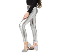Adorel Leggings Danse Métallique Doré Pantalon Uni Fille Argenté 10-11 Ans (Taille Fabricant: 160)
