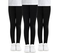 Adorel Leggings Long Coton Uni Pantalon Fille Lot de 3 Noir 9-10 Ans (Taille Fabricant: 150)
