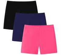 Adorel Shorts Été Cycliste Short Legging Pantalon Coton Enfant Fille Lot de 3 Noir&Bleu Marine&Rose Rouge 8-10 Ans (Taille du Fabricant 140)