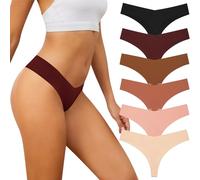 Adorel String sans Couture Tanga Culotte Invisible Taille Basse Femme Lot de 6 Tangas Assorti S