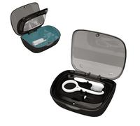 Adorila Étui de protection double couche avec miroir, étui de rangement portable, étui de protection buccale avec outil de retrait, brosse de nettoyage, mastication de ceinture (noir)