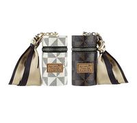Adorila Lot de 2 étuis à Rouge à lèvres en Cuir pour Sac à Main, Organisateur de Rouge à lèvres de Voyage avec Porte-clés pour Femme (Marron, Blanc)