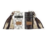 Adorila Lot de 2 étuis à Rouge à lèvres en Cuir pour Sac à Main, Organisateur de Rouge à lèvres de Voyage avec Porte-clés pour Femme (Marron, Blanc)