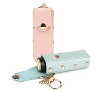 Adorila Lot de 2 étuis à rouge à lèvres en cuir souple pour femme, pochette à clipser pour rouge à lèvres (vert et rose)