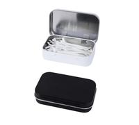 Adorila Lot de 2 étuis portables pour fil dentaire rechargeable, distributeur de fil dentaire de voyage en métal (noir, blanc)
