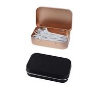 Adorila Lot de 2 étuis portables pour fil dentaire, rechargeables, distributeur de fil dentaire de voyage en métal (noir, doré)