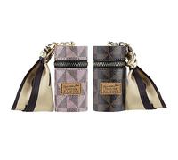 Adorila Lot de 2 organiseurs de Rouge à lèvres en Cuir avec Porte-clés, Mini étui Portable pour Rouge à lèvres, Marron + Rose
