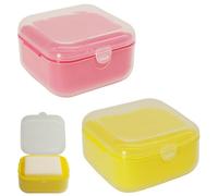Adorila Lot de 2 petits étuis à savon de voyage avec couvercle, porte-savon anti-fuite avec perforation, boîte à savon portable pour salle de bain (jaune, rose)
