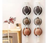 Adorila Lot de 2 porte-chapeaux muraux en macramé à large bord - Style bohème - Tissage à la main