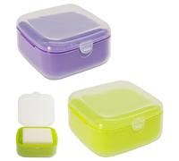 Adorila Lot de 2 Porte-savons de Voyage en Plastique avec Couvercle, Anti-Fuite, carré, Vert, Violet