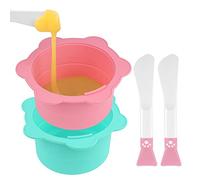 Adorila Lot de 2 pots de cire en silicone, bol de rechange avec spatules en silicone, pot de cire réutilisable pour épilation