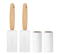 Adorila Lot de 2 rouleaux anti-peluches pour poils d'animaux, 240 feuilles d'épilation d'animaux pour vêtements, brosse anti-peluches portable avec poignée en bois