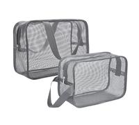 Adorila Lot de 2 sacs de douche de voyage en maille - Pochette de rangement pour articles de toilette avec maille à séchage rapide - Grande capacité pour dortoir, salle de sport, plage (gris)