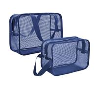 Adorila Lot de 2 sacs de douche portables en maille avec séchage rapide, grande capacité pour dortoir, salle de sport, plage (bleu), bleu