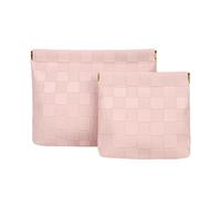 Adorila Lot de 2 trousses de maquillage en cuir végétalien pour sac à main, sans fermeture éclair, trousse de maquillage à fermeture automatique, imperméable et portable (rose), rose