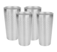 Adorila Lot de 4 gobelets isothermes en acier inoxydable à double paroi pour boire, réutilisables pour la maison, le bureau, les fêtes, le café (argenté)