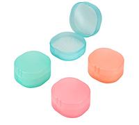 Adorila Lot de 4 Porte-Savon de Voyage, Porte-Savon Portable avec égouttoir économiseur d'éponge, étui à Savon en Plastique avec Couvercle pour l'extérieur (Petit)