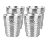 Adorila Lot de 4 tasses en acier inoxydable de 295 ml - Gobelets empilables en métal à double paroi pour la maison, les camping-cars, le camping, le vin et l'expresso (argenté)