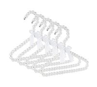 Adorila Lot de 5 cintres à Perles pour Enfants, Petits nœuds en Perles - Cintres Standard élégants pour Enfants, Animaux de Compagnie et Chiens (Blanc)