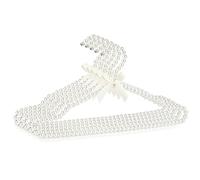 Adorila Lot de 5 cintres en Plastique avec Perles - Élégants cintres antidérapants pour Robes, Pantalons, placards - Organisateur de Rangement avec nœud - Cintres Standard (Blanc)