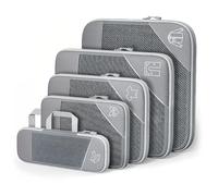 Adorila Lot de 5 cubes d'emballage de compression pour voyage, pour valise, sacs de voyage extensibles pour hommes et femmes (gris)