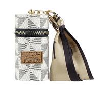 Adorila Mini étui de voyage en cuir pour gloss à lèvres avec porte-clés pour parfum, vernis à ongles, blanc