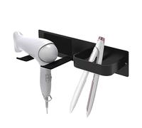 Adorila Support mural autocollant pour sèche-cheveux - Organiseur d'outils pour sèche-cheveux - Pour sèche-cheveux, baguettes à friser (noir)