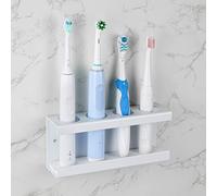 Adorila Support Mural pour Brosse à Dents électrique, 4 emplacements avec Plateau de diatomite, Support de Brosse à Dents Compatible avec AquaSonic Black Series, Kingheroes Sonic, Oral-B (Blanc)