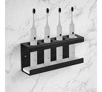 Adorila Support Mural pour Brosse à Dents électrique, 4 emplacements avec Plateau de diatomite, Support de Brosse à Dents Compatible avec AquaSonic Black Series, Kingheroes Sonic, Oral-B (Noir)