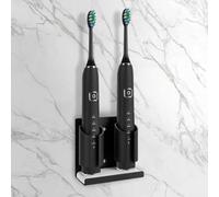 Adorila Support mural pour brosse à dents électrique pour salle de bain, 2 emplacements adhésifs avec plateau de diatomite, compatible avec Philips 2100, 4100, 5100, 6100, 6500, 7500 (noir)
