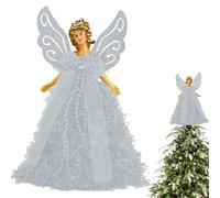 Adorno para árbol de ángel de Navidad,Adornos de estatuillas en la copa del árbol con alas | Elegantes decoraciones para árboles de Navidad de 8 pulgadas, obsequios de fiesta para el hogar y las ofici