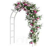 Adorox Support de Toile de Fond de 2,4 m - Kit d'arche de Ballons Stable, Arche de Ballons en métal pour Mariage, fête d'anniversaire, décoration de fête prénatale (Blanc)