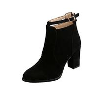 ADOSSAC Bottines Femme Bottes Carré Bout Zippé Femme, Vintage Bottes Courtes Chaud Pas Cher À La Mode Chaussures Bottes Casual Tendance Booties Boots Talon Bloc pour Femme Elegant Automne et Hiver