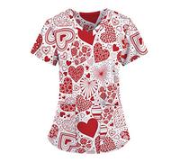 ADOSSAC Haut d'infirmière Femme Blouse Medicale Femme Manche Courte Imprimé Femme Tunique Col en V, Dentiste, Médecins, Femme de Chambre, Étudiants, Vétérinaires