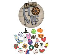 ADOSSAC Home Panneau de Bienvenue Porte d'entrée Couronnes de Bienvenue Panneau en Bois Conseil créatif de Bricolage de Bois - Halloween/Noël/Valentine's Day/Anniversary/Printemps Eté Automne Hiver