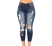 ADOSSAC Jeans Femme Détruit et Déchiré Femme Pantalon Jeans Skinny Taille Haute Elastique Mode Casual Sexy éLéGant Leggings Slim Trousers