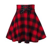 ADOSSAC Mini Jupe Femme Plissée Ecossais Elégant Fille Ecossaise Taille Haute Ecolière Uniforme Ecole Costume Déguisment à Carreaux Plaid Sport Étudiante, Rouge, M