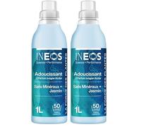 Adoucissant INEOS, à 95% à base de plantes, éliminie les bactéries responsable des mauvaises odeurs, Parfum longue durée Sels Minéraux et Jasmin, 1L (50 lavages) (Lot de 2)