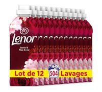 Adoucissant Lenor, 504 Lavages (12 x 42 Lavages), Jasmin et Rose de Mai, 24H De Fraîcheur Relaxante, Avec Une Touche D’Huiles Essentielles