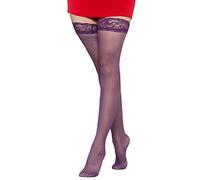 Adove Bas de cuisse en dentelle transparente avec silicone pour femme, violet, taille unique